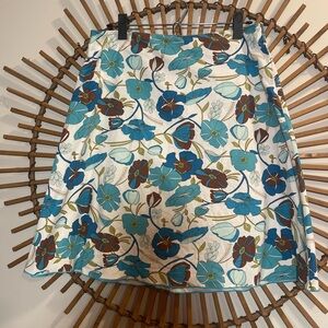 American Vintage Y2K Floral A-Line Skirt in Blue and Brown Stretch 🩵🤎